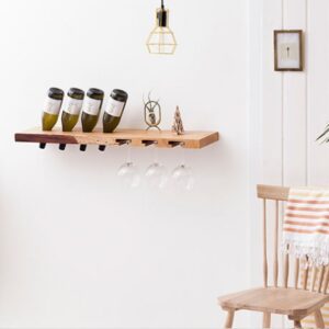 Wooden Wine Bottle & Glass Shelf