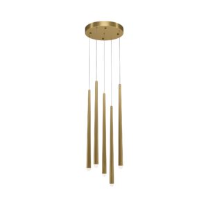 Cascade 5 Bulb Brass Pendant Lamp