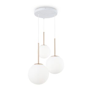 Basic 3 Bulb White & Gold Pendant Lamp