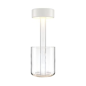 AI White Collaboration with Glass Base Battery Lamp