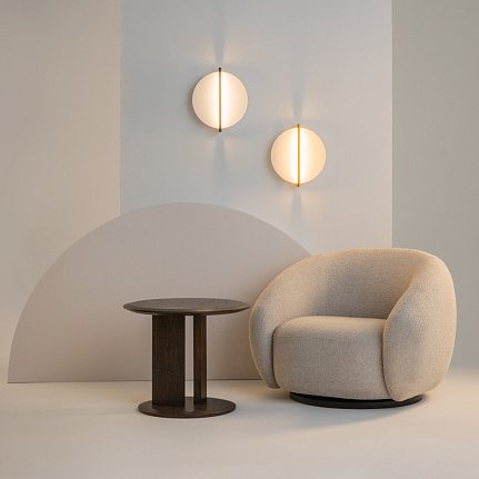 mira-gold-wall-light-lifestyle Mira gold wall light with elegant contemporary design and warm metallic finish.