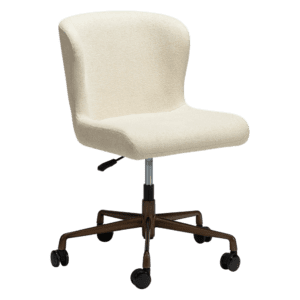 GLAM Office Chair – Frosted Almond Bouclé Fabric with Antique Brass Base