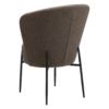 Orbit dining chair upholstered in Major Brown fabric with black metal legs, featuring a curved backrest and contemporary design for modern dining spaces.