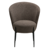 Orbit dining chair upholstered in Major Brown fabric with black metal legs, featuring a curved backrest and contemporary design for modern dining spaces.