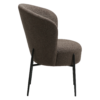 Orbit dining chair upholstered in Major Brown fabric with black metal legs, featuring a curved backrest and contemporary design for modern dining spaces.
