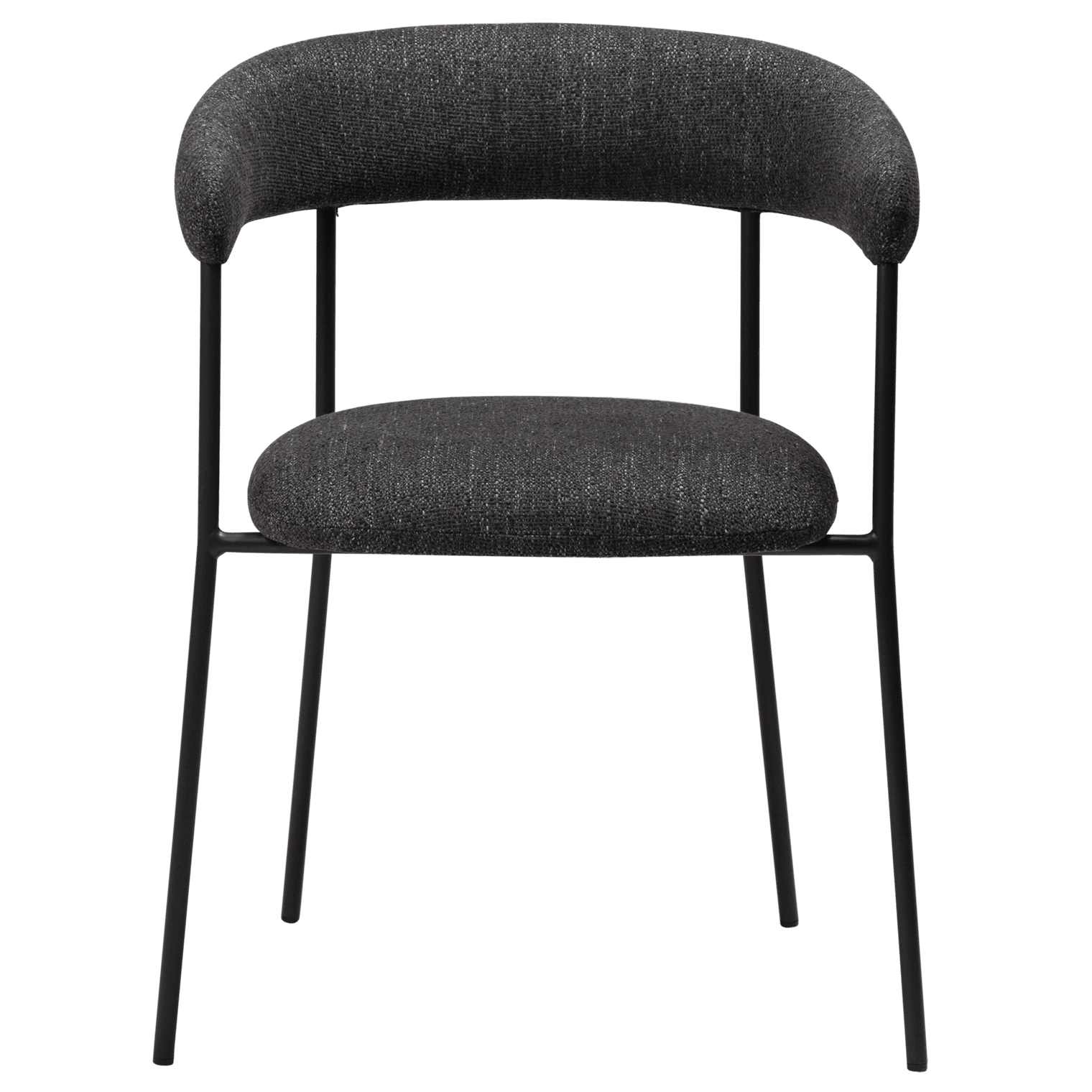 plenti-armchair-raven-black-boucle-fabric-with-black-metal-legs-100350100-02-front