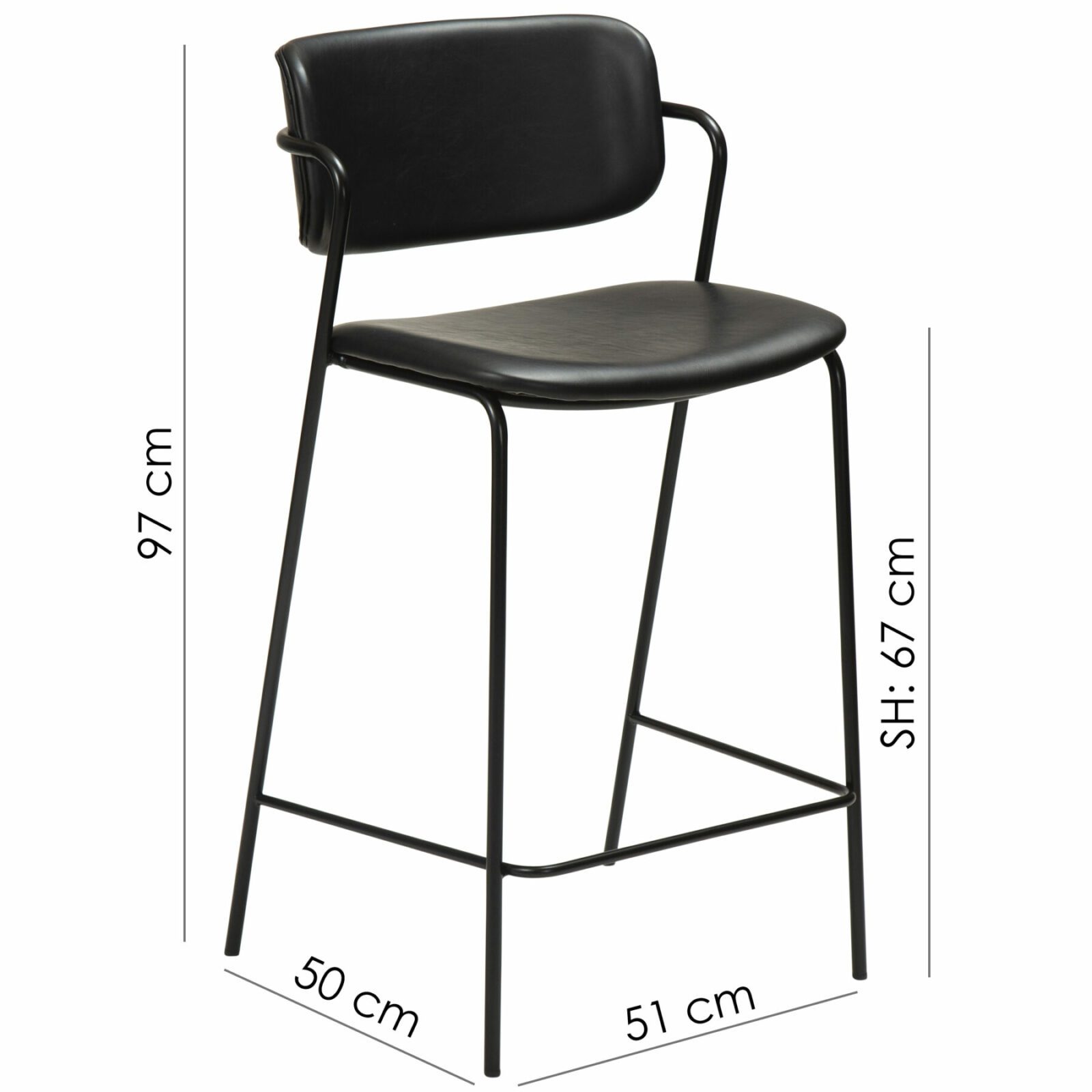 zed-counter-stool-vintage-black-art-leather-with-black-metal-legs-300103100-15-measurements Zed Counter Stool
