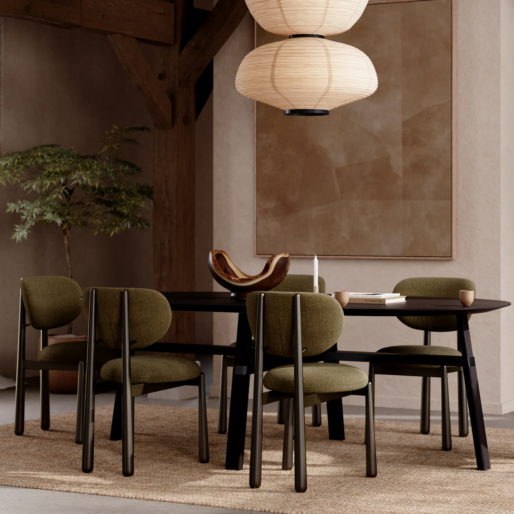 woke-chair-dark-olive-boucle-fabric