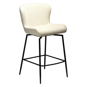Glam Counter Stool Swivel - Simply Beige Boucle Fabric with black legs