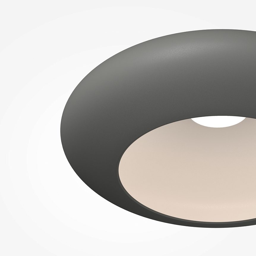 Close-up of Aros grey modern LED ceiling light with diffuser detail
