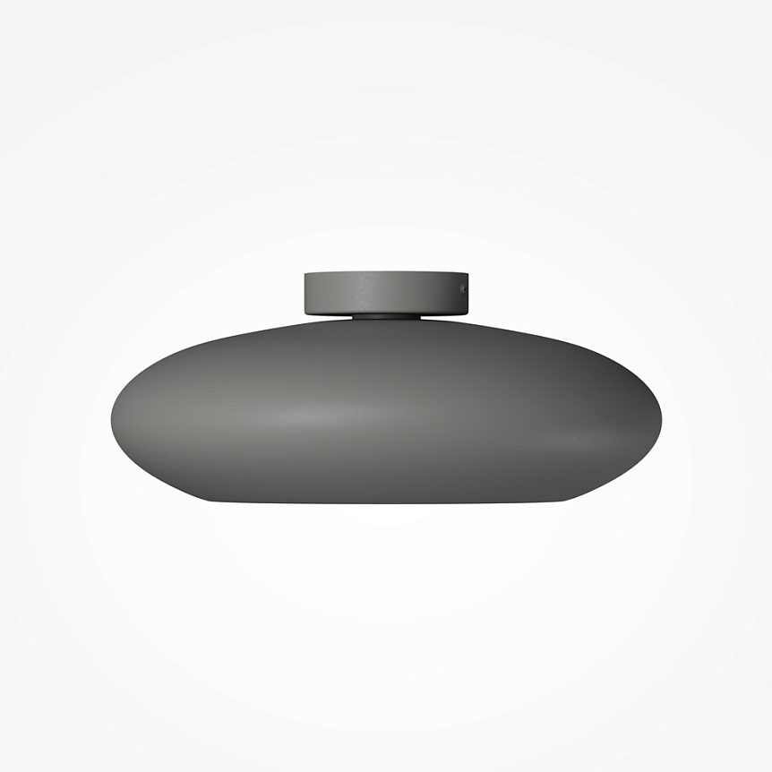 Aros grey flush ceiling light with warm LED illumination modern design