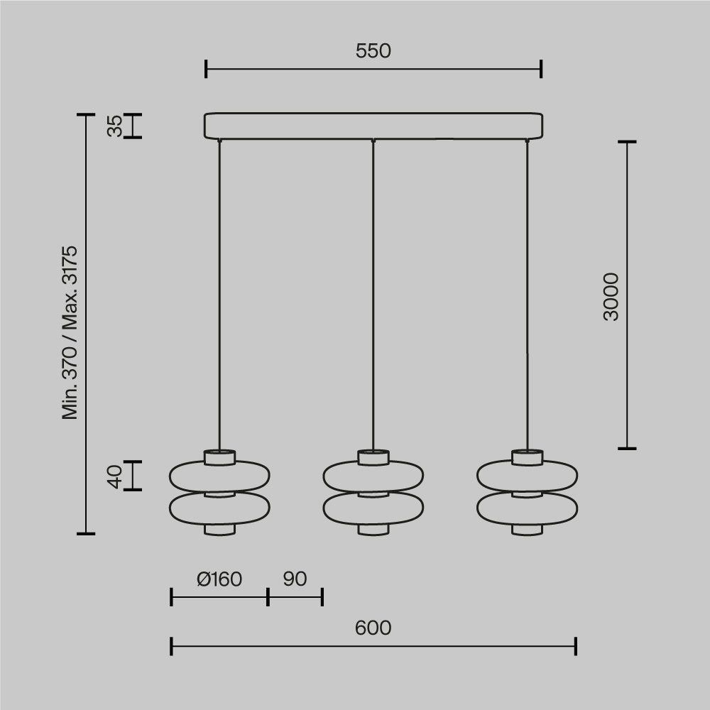 Nuvem Pendant Light Measurements