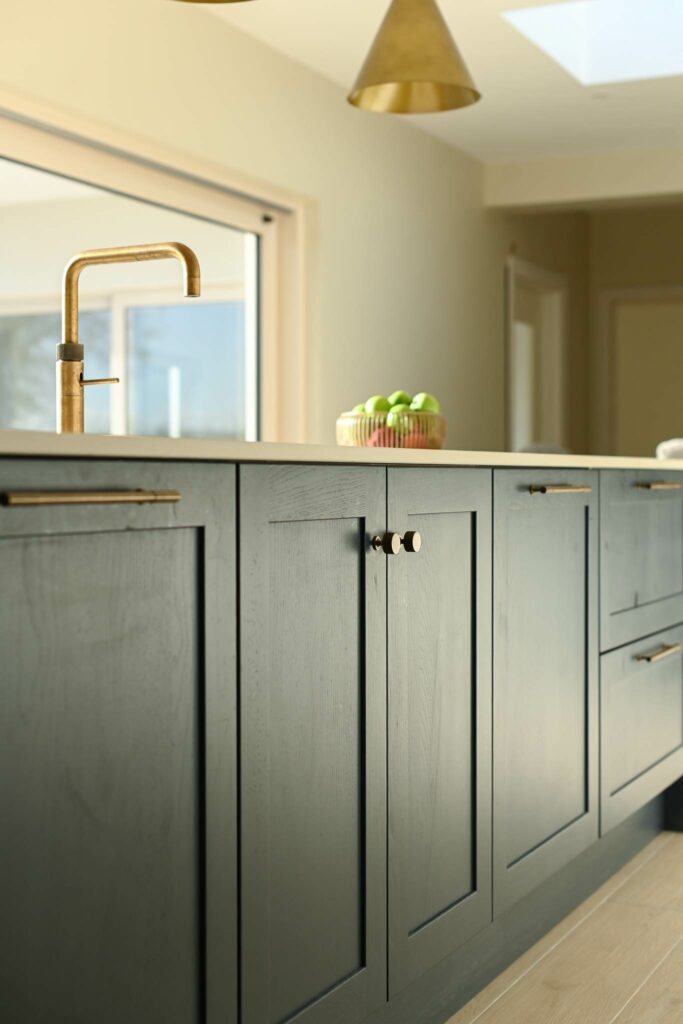 Shaker kitchen cabinetry Island in railings in Tipperary home