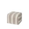 grey striped pouf in cotton linen fabric square soft seating stool