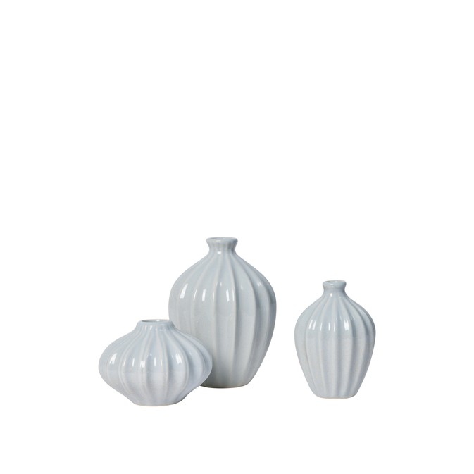 A set of 3 light blue Amalie Vases