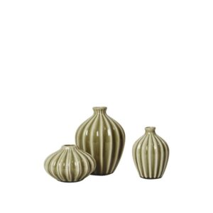 A set of 3 Amalie vase in sage green