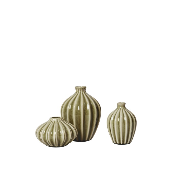 A set of 3 Amalie vase in sage green