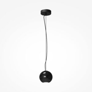 black marble pendant light with round stone shade and black ceiling fitting, modern lighting