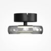 Float flush ceiling light with smoked glass shade and black finish, modern low profile ceiling lighting
