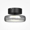 Float flush ceiling light with smoked glass shade and black finish, modern low profile ceiling lighting
