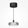 Float smoked glass pendant light in black, modern ceiling light with soft warm LED glow