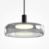 Float smoked glass pendant light in black, modern ceiling light with soft warm LED glow
