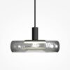 Float smoked glass pendant light in black, modern ceiling light with soft warm LED glow