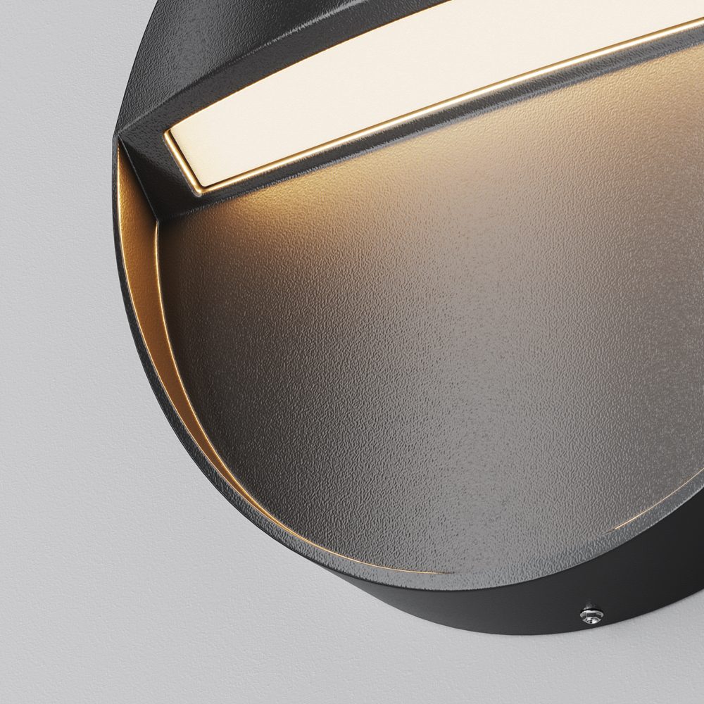 black outdoor stair light with downward glow, modern step light for pathway and steps