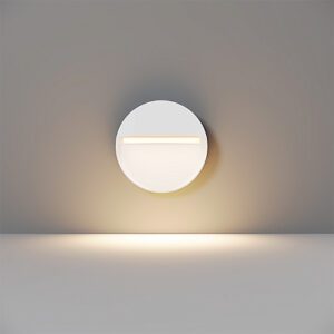 white outdoor stair light with downward glow, modern step light for pathway and steps