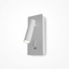 white adjustable wall reading light with USB port, modern bedside spotlight