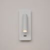 white adjustable wall reading light with USB port, modern bedside spotlight