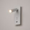 white adjustable wall reading light with USB port, modern bedside spotlight