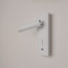 white adjustable wall reading light with USB port, modern bedside spotlight