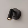 black adjustable wall reading light with focused spotlight, modern bedside wall light