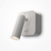 white adjustable wall reading light with focused spotlight, modern bedside wall light