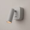 white adjustable wall reading light with focused spotlight, modern bedside wall light