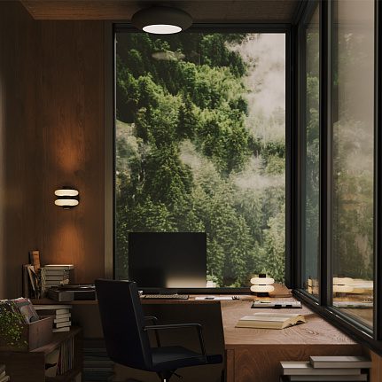 Nuvem table lamp with layered glass shade and bronze base, modern ambient lighting