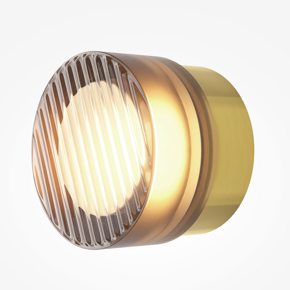 Olo ribbed glass wall light brass modern decorative wall light