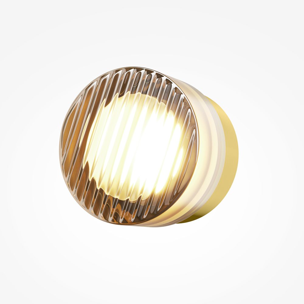 Olo ribbed glass wall light brass modern decorative wall light