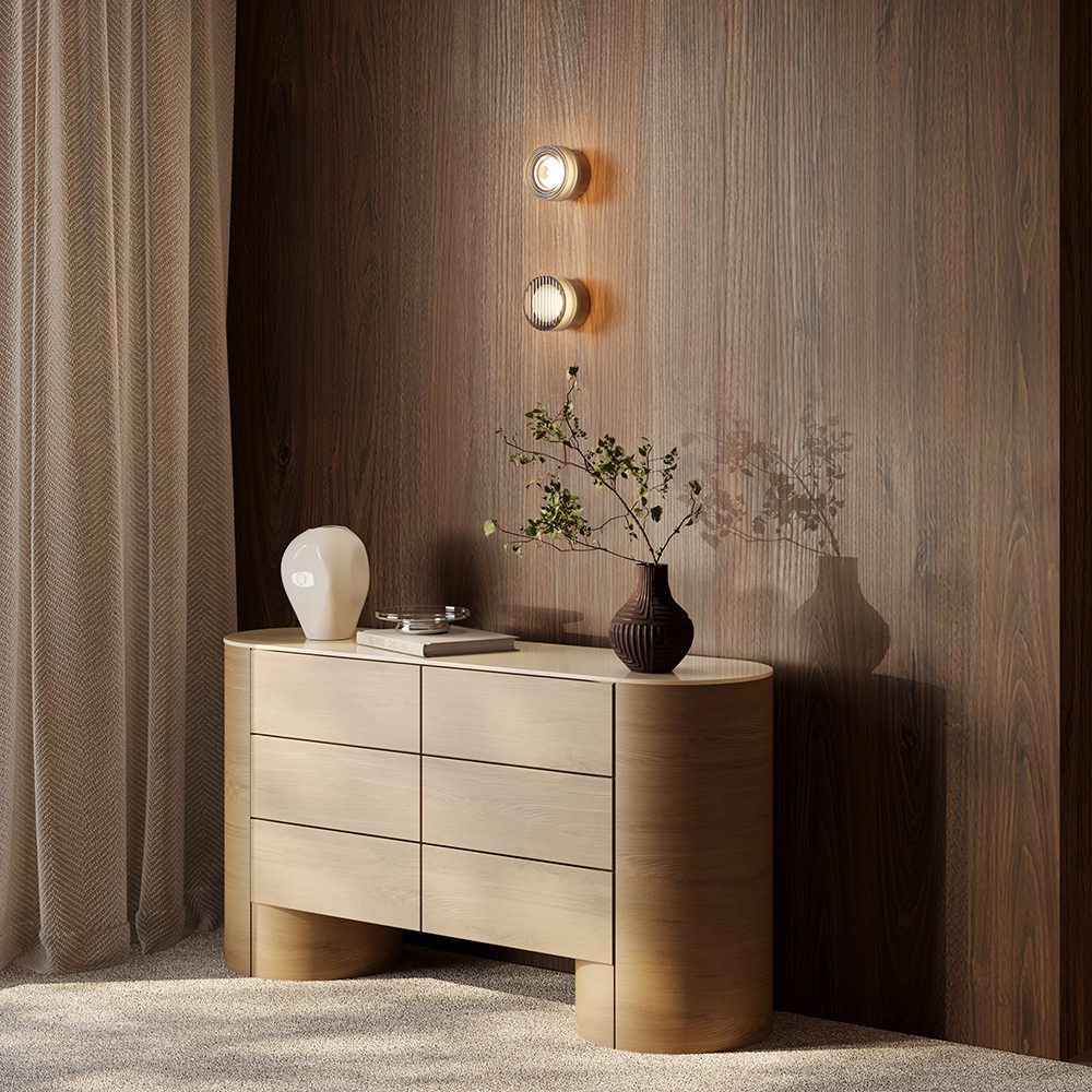 Olo ribbed glass wall light brass modern decorative wall light