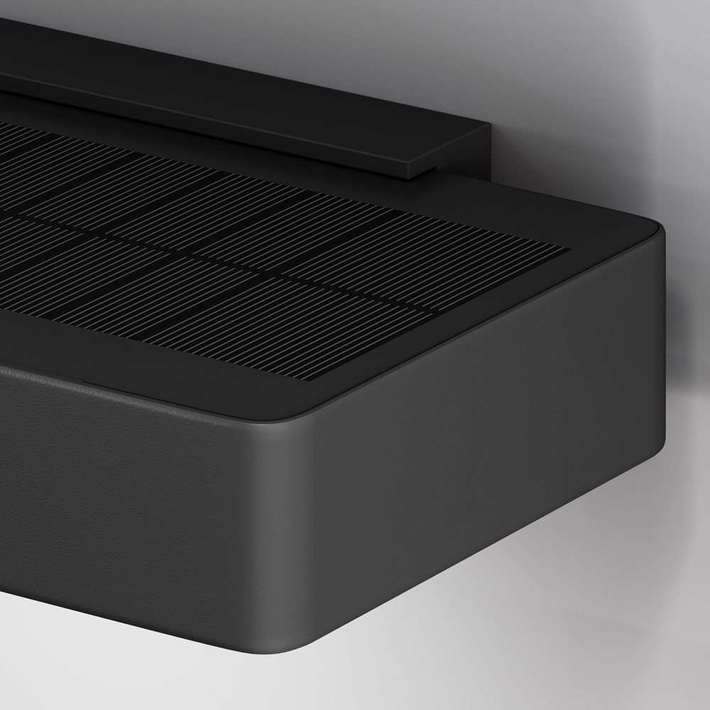 solar outdoor wall light with motion sensor in graphite finish, modern exterior lighting