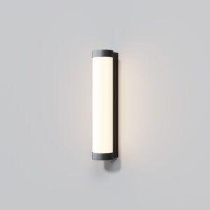 Black outdoor wall light with frosted diffuser, modern IP54 exterior wall lighting