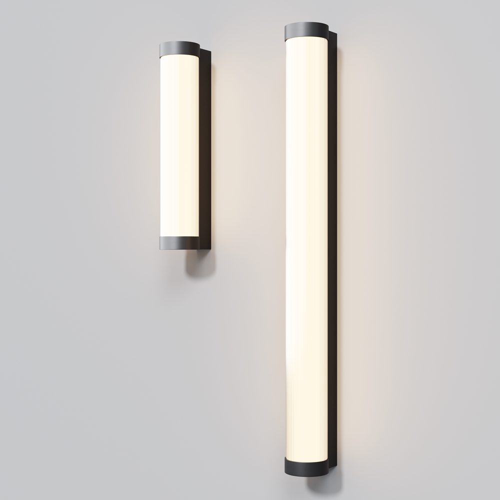 Black outdoor wall light with frosted diffuser, modern IP54 exterior wall lighting