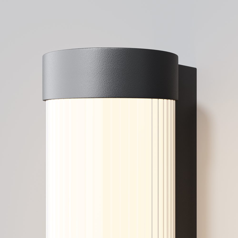 Black outdoor wall light with frosted diffuser, modern IP54 exterior wall lighting