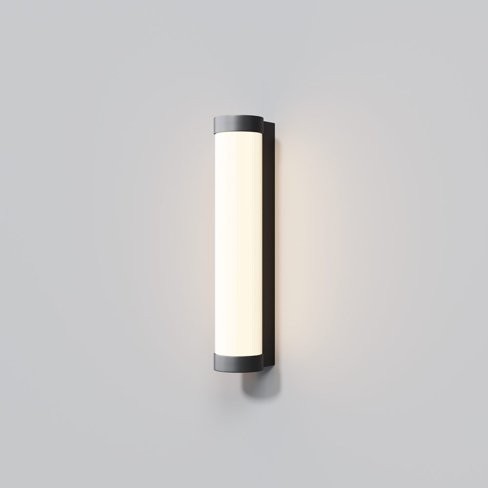 Black outdoor wall light with frosted diffuser, modern IP54 exterior wall lighting