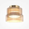 Scala flush ceiling light with ribbed glass shade and brass finish, modern ceiling lighting
