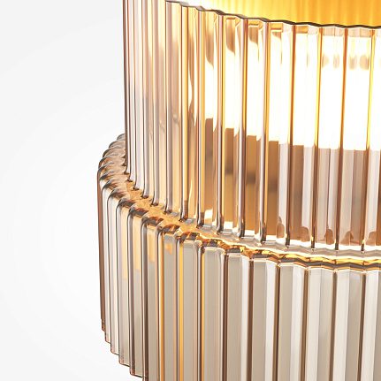 Scala flush ceiling light with ribbed glass shade and brass finish, modern ceiling lighting