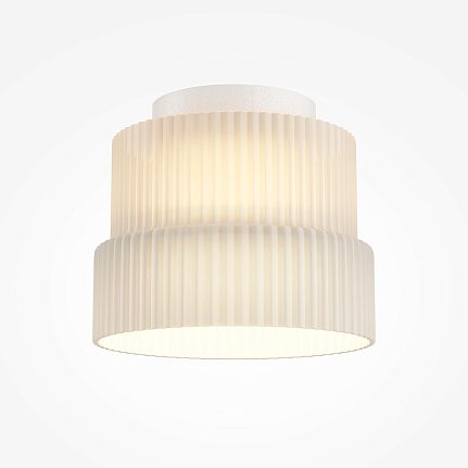 Scala flush ceiling light with ribbed glass shade and white finish, modern ceiling lighting