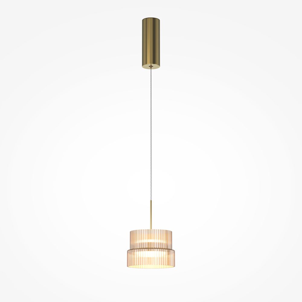 Scala pendant light with ribbed glass shade and brass finish, warm modern ceiling lighting