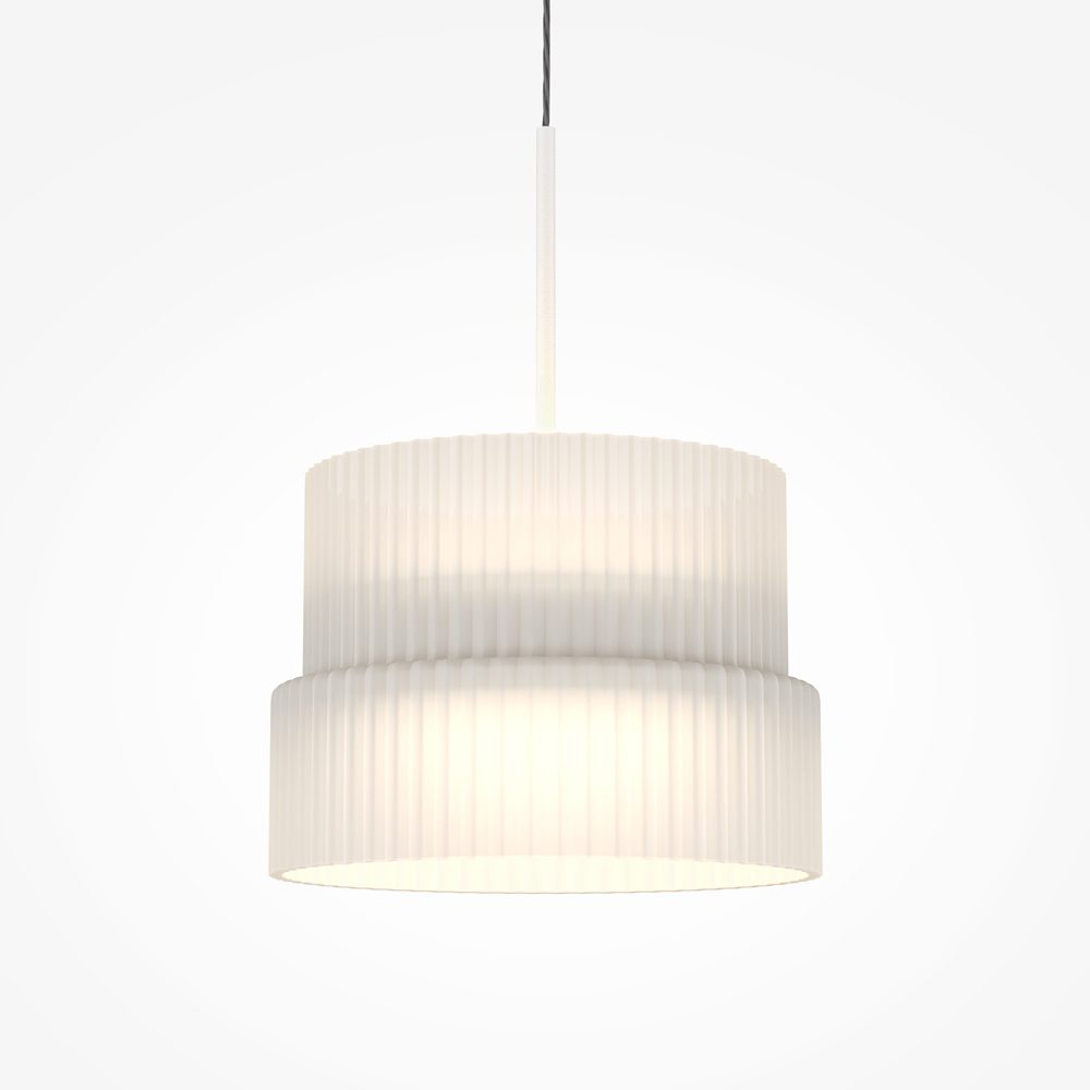 Scala pendant light with ribbed glass shade and white finish, modern ceiling lighting